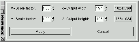 XSane scale menu with output width and height